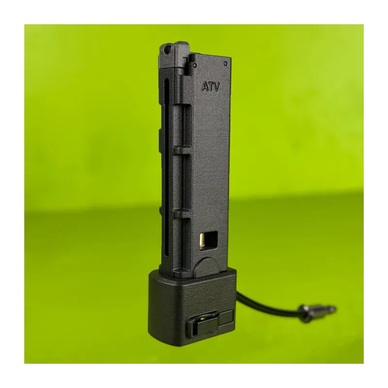 Adaptateur HPA AirTac pour VMP1 avec embase chargeur MP5 et ligne HPA, vue 3/4