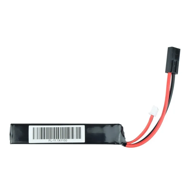 Batterie LiPo FUEL RC 11,1 V 1150 mAh, face arrière avec code-barres FL-11.1X1150 et connecteur Tamiya mini