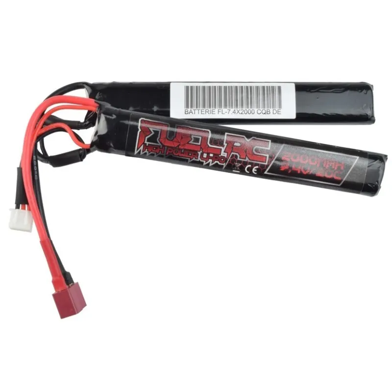 FUEL - Batterie Lipo 7.4V 2000mAh 20C - T-Dean - 2 bâtons