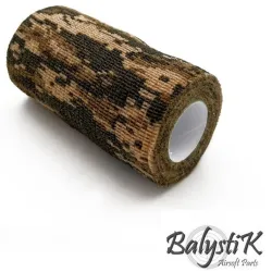 Ruban large Balystik Camouflage Prairie 100×4500mm déployé - tissu élastique sans colle