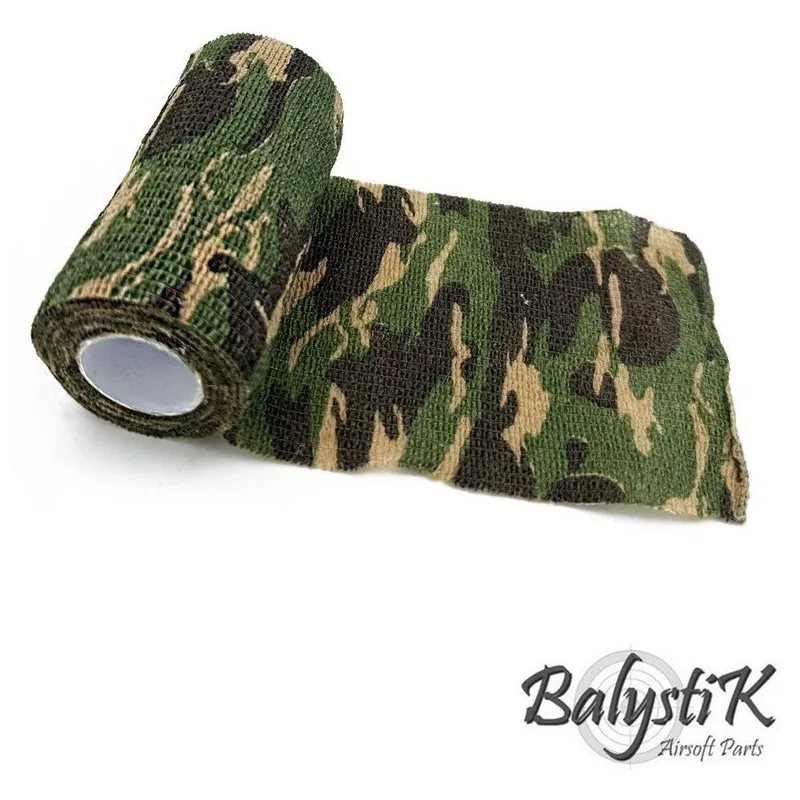 Rouleau ruban camouflage auto-adhésif Balystik Woodland 100mm - vue de face