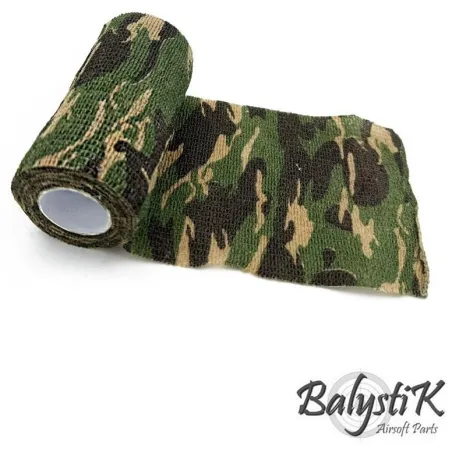 Rouleau ruban camouflage auto-adhésif Balystik Woodland 100mm - vue de face