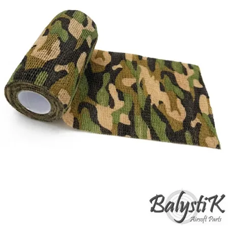 Rouleau ruban camouflage auto-adhésif Balystik Camouflage Marécage 100mm - vue de face