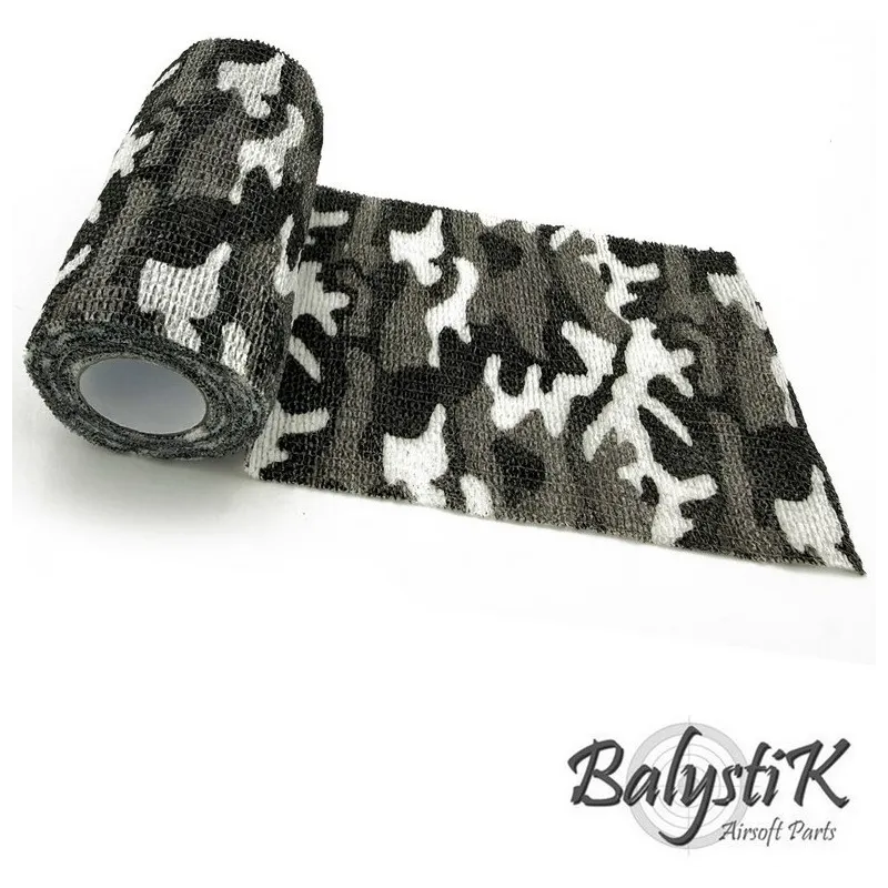 Rouleau ruban camouflage auto-adhésif Balystik Urban Grey 100mm - vue de face