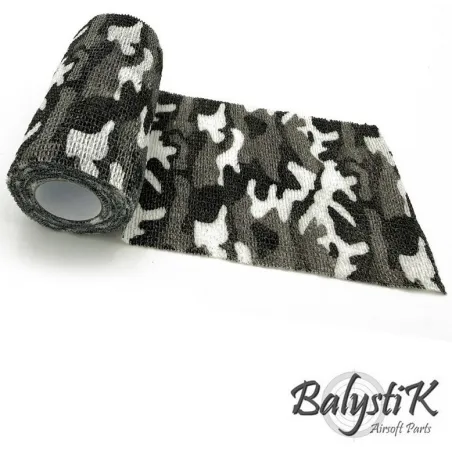 Rouleau ruban camouflage auto-adhésif Balystik Urban Grey 100mm - vue de face