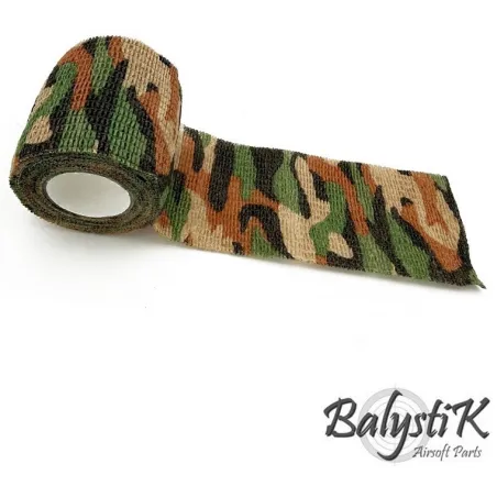 Rouleau ruban camouflage auto-adhésif Balystik Désert Marron 50mm - vue de face