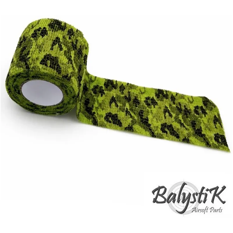 Rouleau ruban camouflage auto-adhésif Balystik Vert Uni 50mm - vue de face