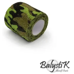 Motif Tropicale du ruban Balystik 50mm - verts saturés et bruns chauds tropicaux