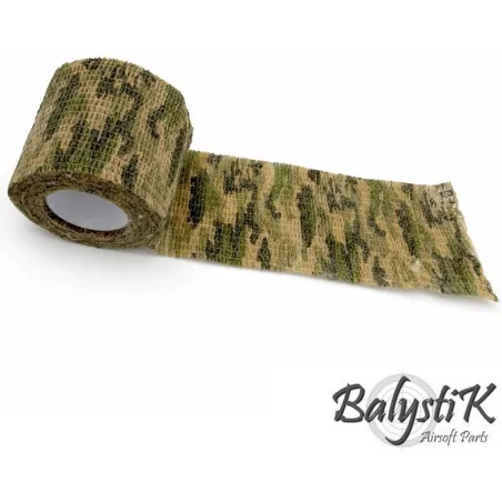 Rouleau ruban camouflage auto-adhésif Balystik Camouflage Prairie 50mm - vue de face
