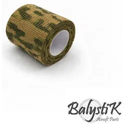 Motif Camouflage Prairie du ruban Balystik 50mm - nuances vert clair et jaune paille