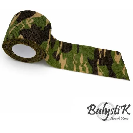 Rouleau ruban camouflage auto-adhésif Balystik Woodland 50mm - vue de face