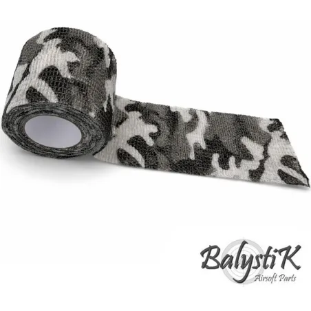 Rouleau ruban camouflage auto-adhésif Balystik Urban Grey 50mm - vue de face