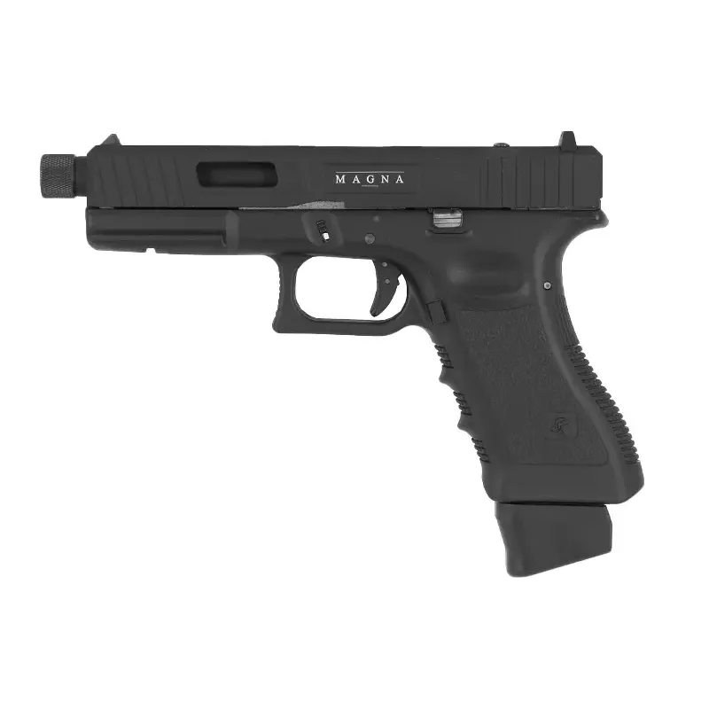 Pistolet CO2 Secutor Gladius Magna VI noir, vue de profil gauche, marquage MAGNA sur la culasse