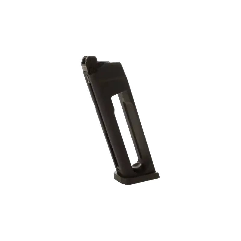 Chargeur CO2 ASG Commander XP18 / DP18 noir, vue de trois quarts côté gauche
