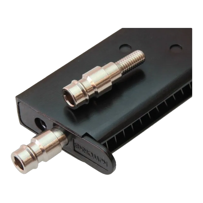 Valve HPA sans perçage Balystik EU montée sous un chargeur KJ Works, valve seule au-dessus