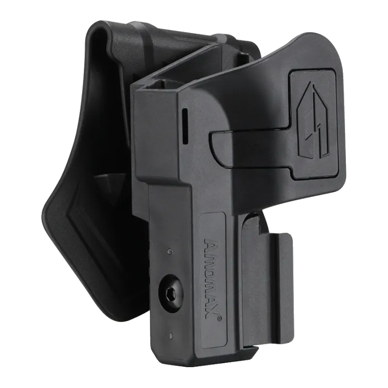 Holster universel Amomax Rot360 noir, vue de trois quarts avant