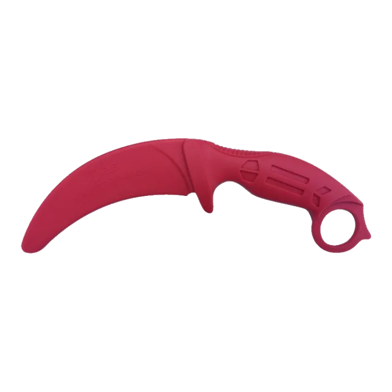 Karambit factice K25 Contact Trainer rouge, lame courbe, garde et anneau du manche