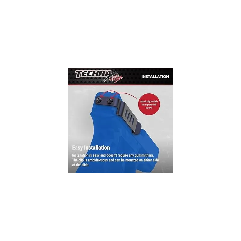 Clip ceinture Techna Clip pour Glock, schéma d'installation sur la plaque arrière de culasse