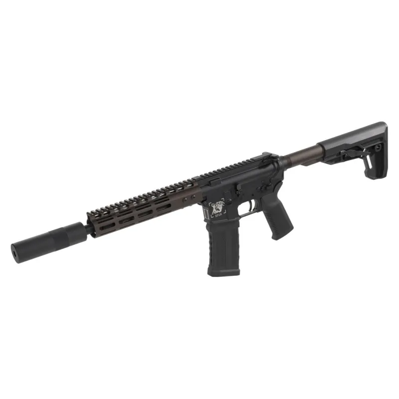 Réplique GBBR Secutor Centurion II MWS noir et bronze, vue de trois quarts avant gauche