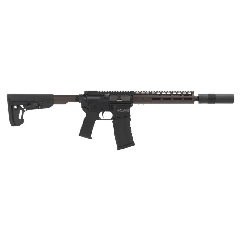 Réplique GBBR Secutor Centurion II MWS noir et bronze, vue de profil droit, marquage Centurion