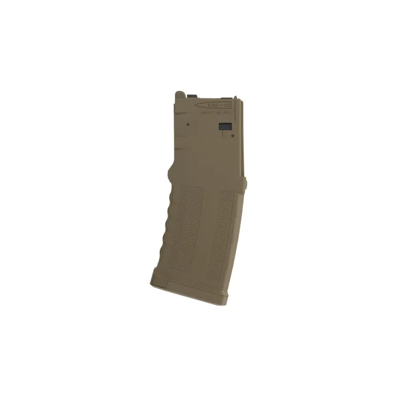 Chargeur GBBR Secutor MWS Centurion tan, vue de profil avec marquage 5.56x45
