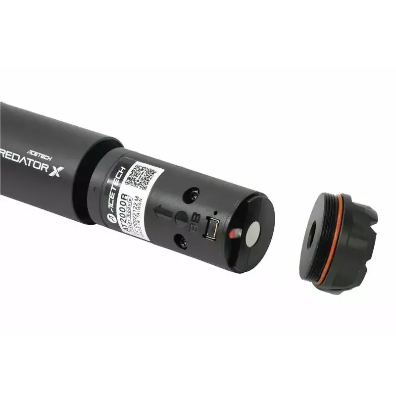 Silencieux Acetech Predator X ouvert montrant l'unité traceur AT2000R II