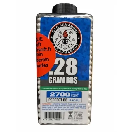 G&G Armament - Billes Blanche 0.28g Précision 2700 Bbs
