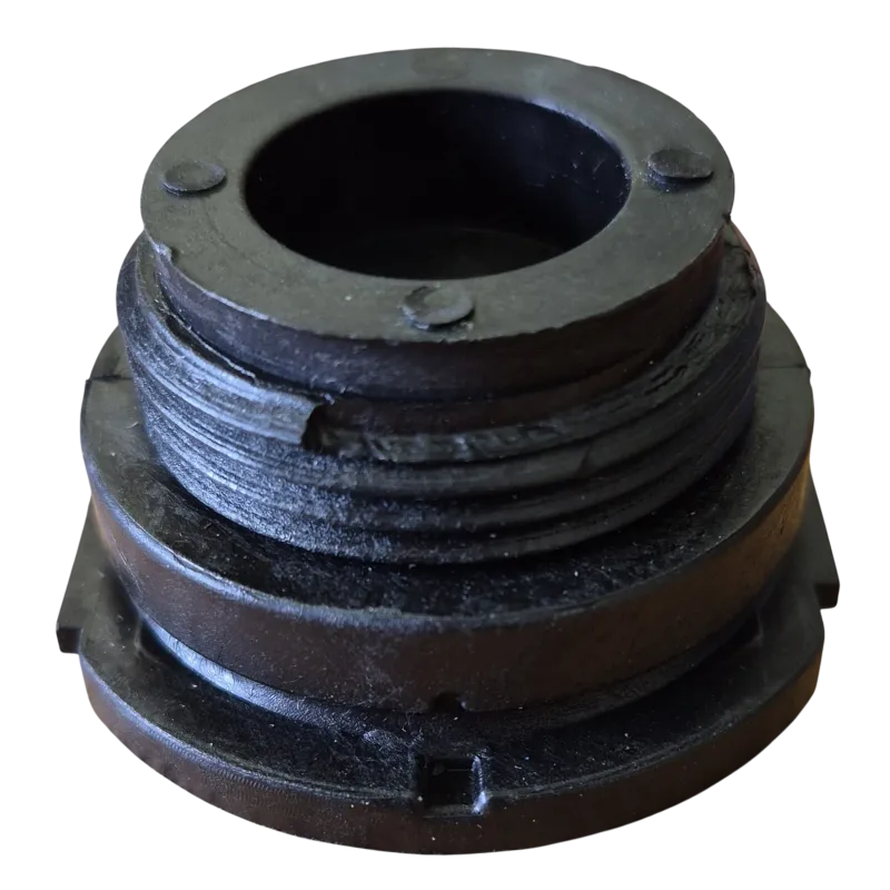 Bouchon noir ASG pour grenade Storm 360, filetage et ouverture vus de dessus
