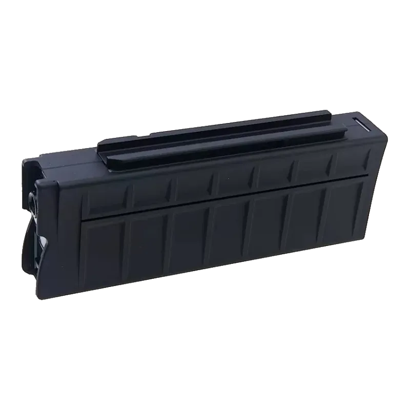Chargeur hi-cap Tokyo Marui AA-12 600 billes couché, côté rail de guidage