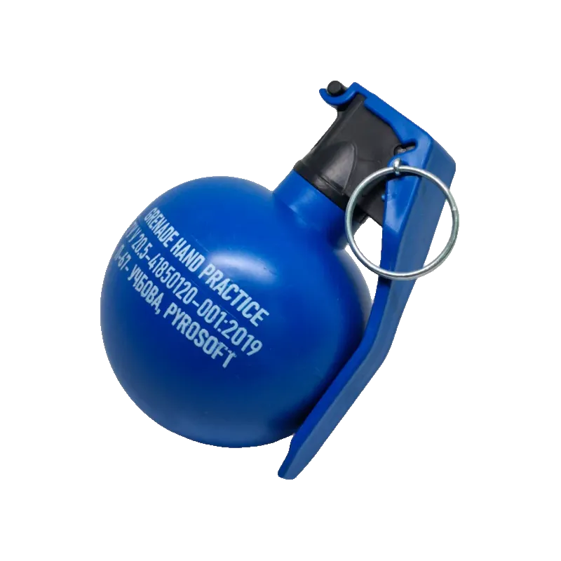 Grenade d'entraînement Pyrosoft P-67, marquage GRENADE HAND PRACTICE