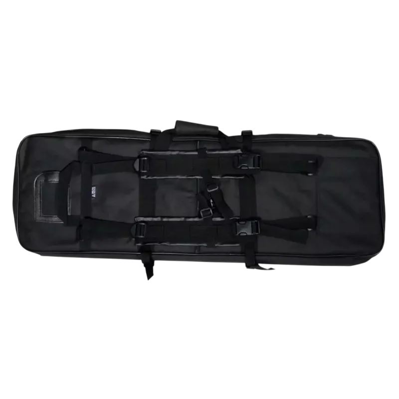 Sac de transport Delta Tactics 100 cm noir, dos avec bretelles du mode sac à dos repliées