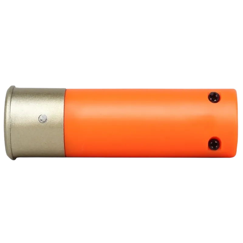 Cartouche orange Wosport pour fusil à pompe airsoft, face arrière avec vis de démontage
