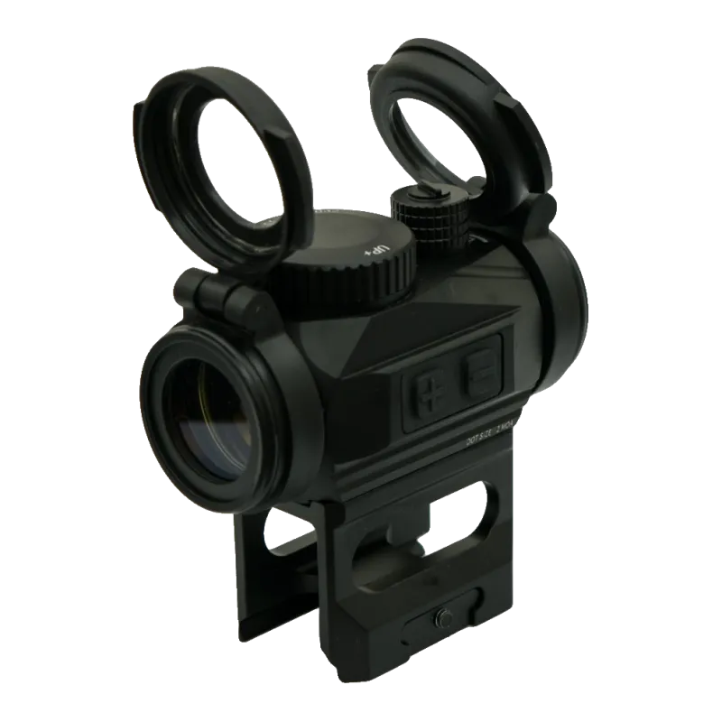Viseur point rouge JS-Tactical sur rehausse, vue avant côté boutons de luminosité + et -