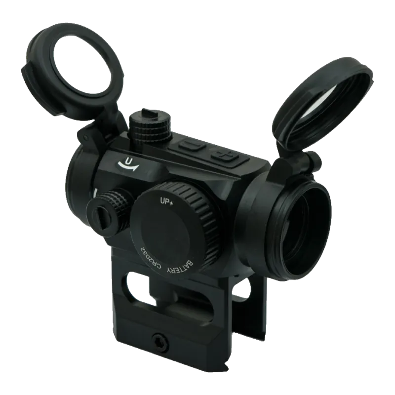 Viseur point rouge JS-Tactical sur rehausse, boutons de luminosité + et – sur le dessus
