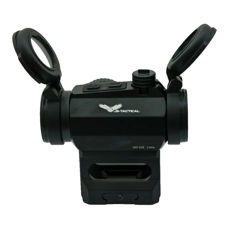 Viseur point rouge JS-Tactical sur rehausse, profil côté logo, marquage DOT SIZE 2 MOA