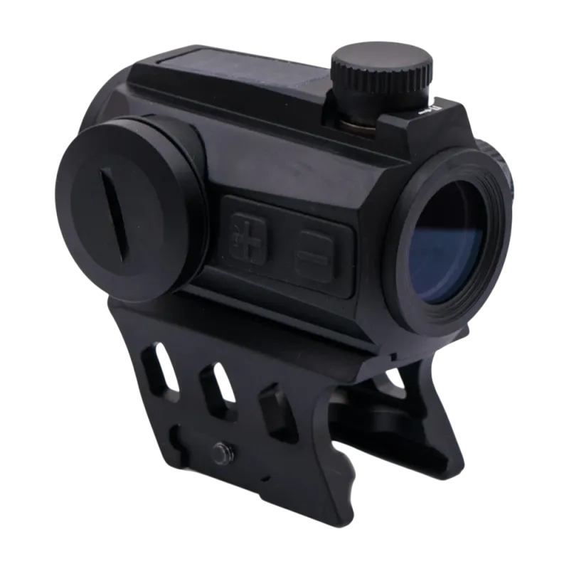 Viseur point rouge JS-Tactical sur rehausse, côté boutons de luminosité + et -