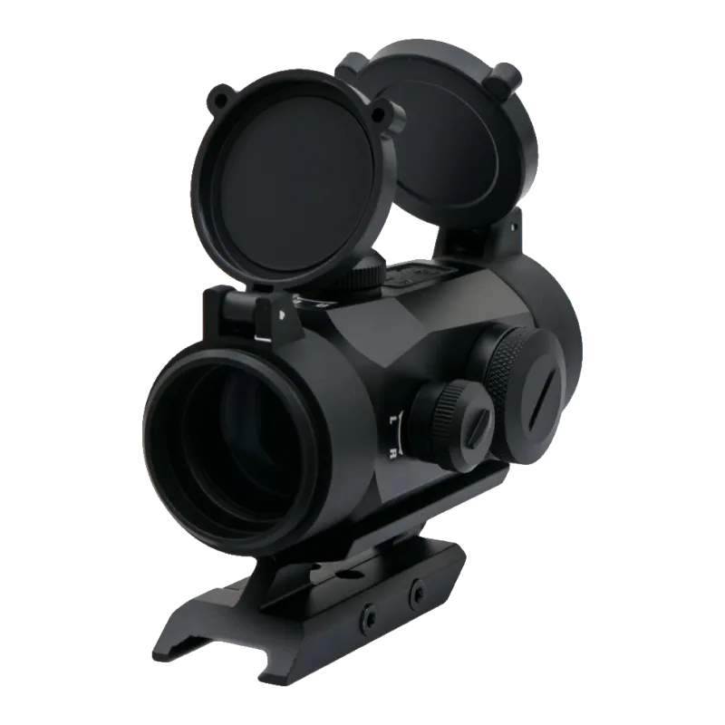 Viseur point rouge JS-Tactical, lentille 30 mm et tourelles de réglage, caches ouverts