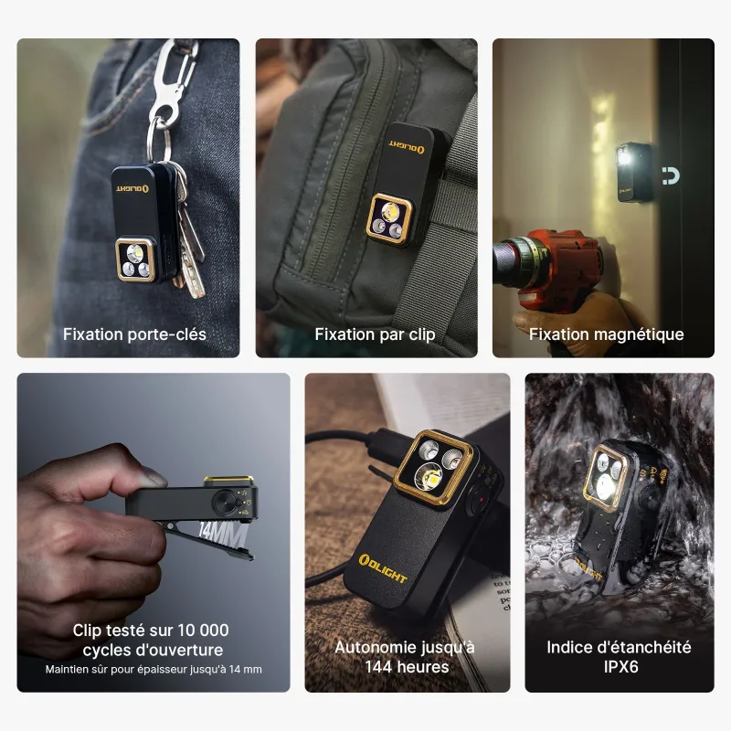 Olight Oclip Pro S : anneau porte-clés, clip, aimant et étanchéité IPX6