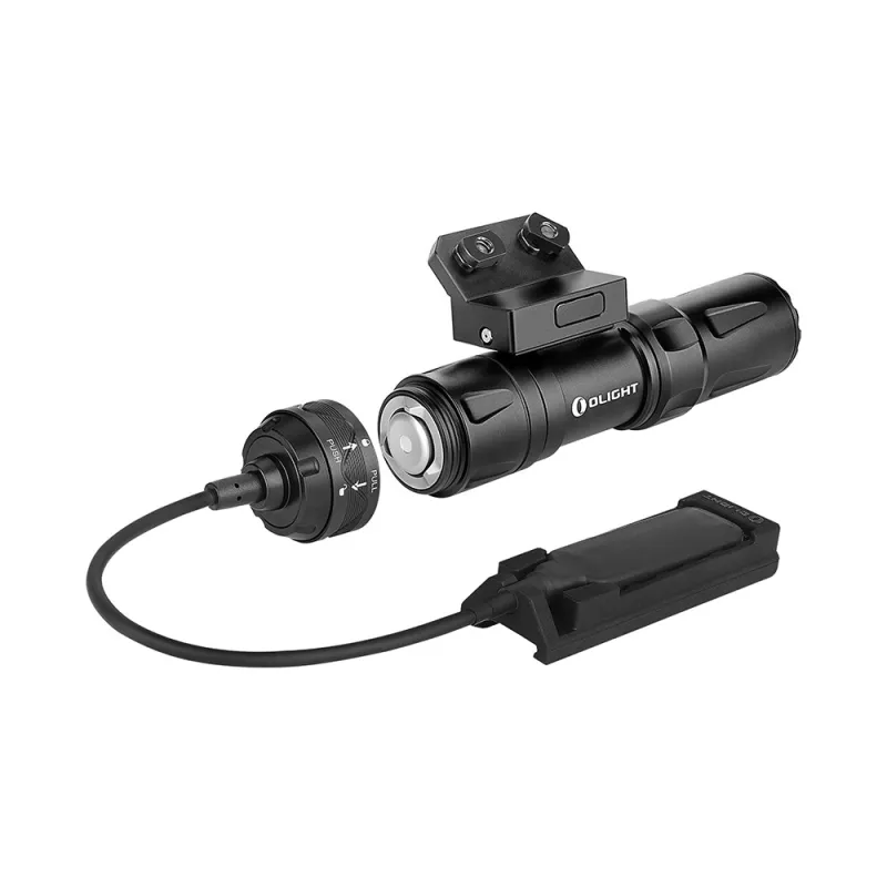 Olight Odin Mini avec le bouchon de culot démonté et le contacteur déporté