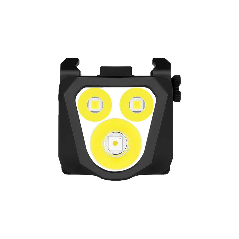 Olight PL X vue de face, LED du faisceau large et LED du spot