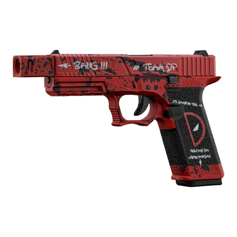 Pistolet GBB AW Custom VX7302 DP rouge et noir, vue 3/4 côté gauche, compensateur