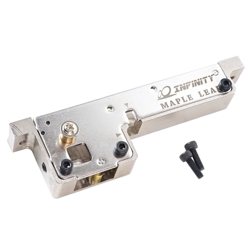 Boîtier de détente CNC Maple Leaf Infinity pour VSR-10 argent avec ses vis de fixation