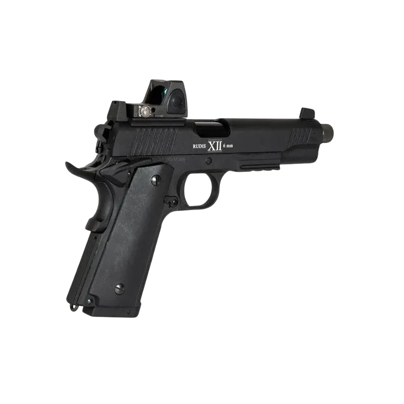 Pistolet Secutor Rudis XII Magna noir, vue de trois quarts avec viseur RMR