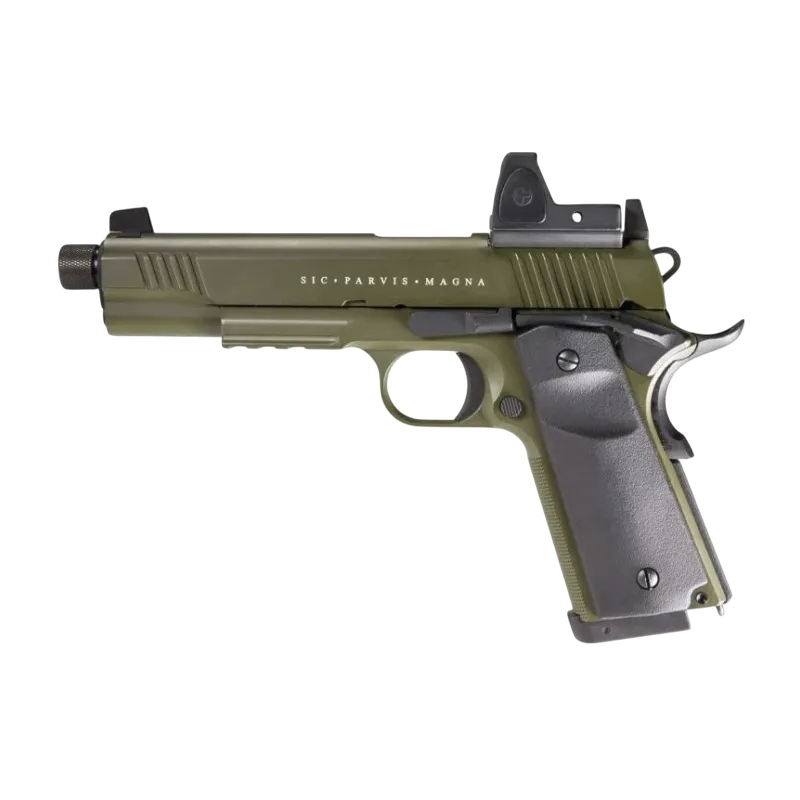 Pistolet 1911 Secutor Rudis XIV Magna OD, profil gauche avec viseur RMR