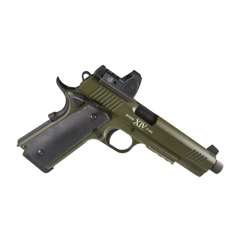 Pistolet Secutor Rudis XIV Magna OD, vue de trois quarts côté droit