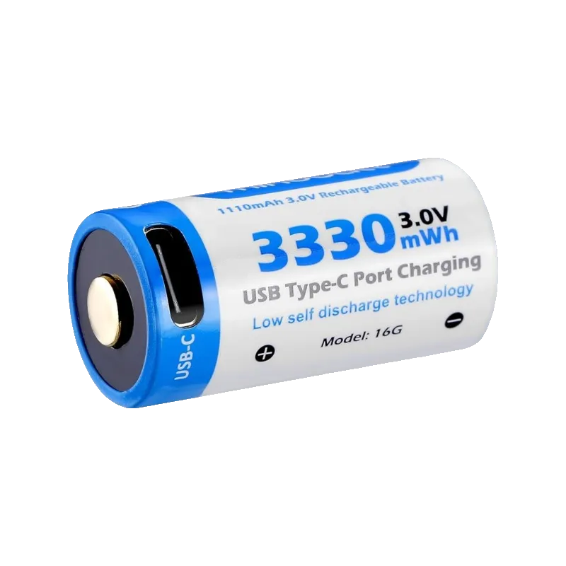 1 pile CR123A - Rechargeable en USB-C