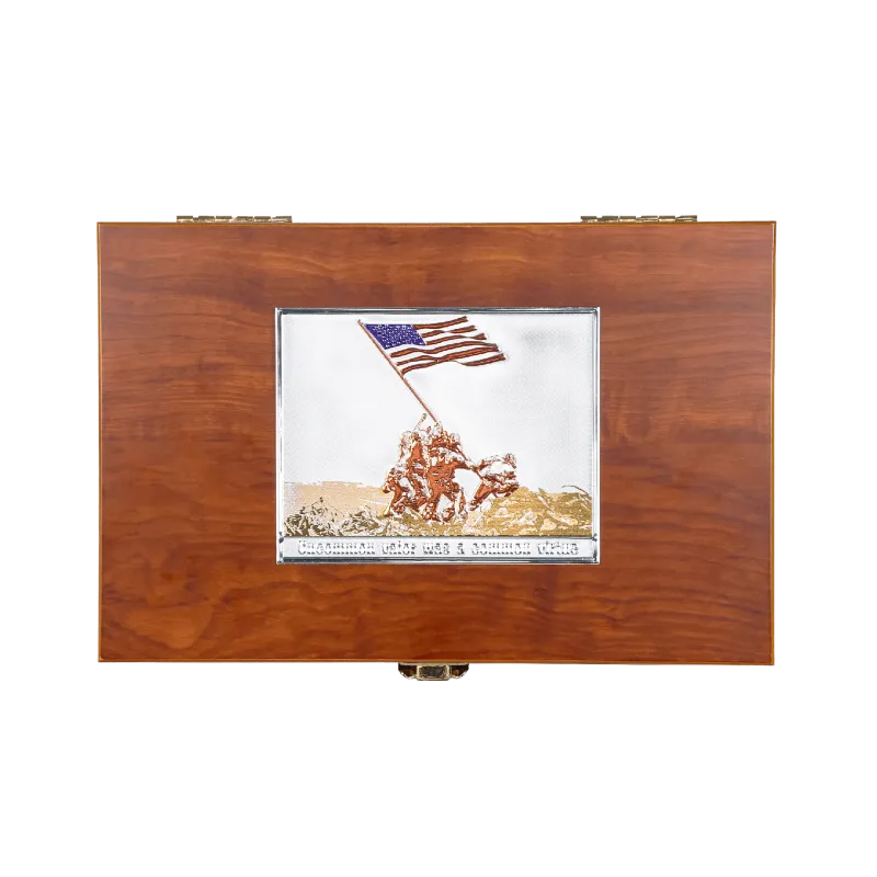 Couvercle du coffret G&G GPM1911 Iwo Jima, plaque du lever du drapeau d'Iwo Jima