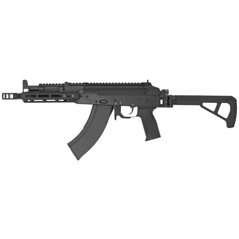 Réplique GBBR Tokyo Marui AKX système ZET noire, vue de profil gauche avec garde-main M-LOK