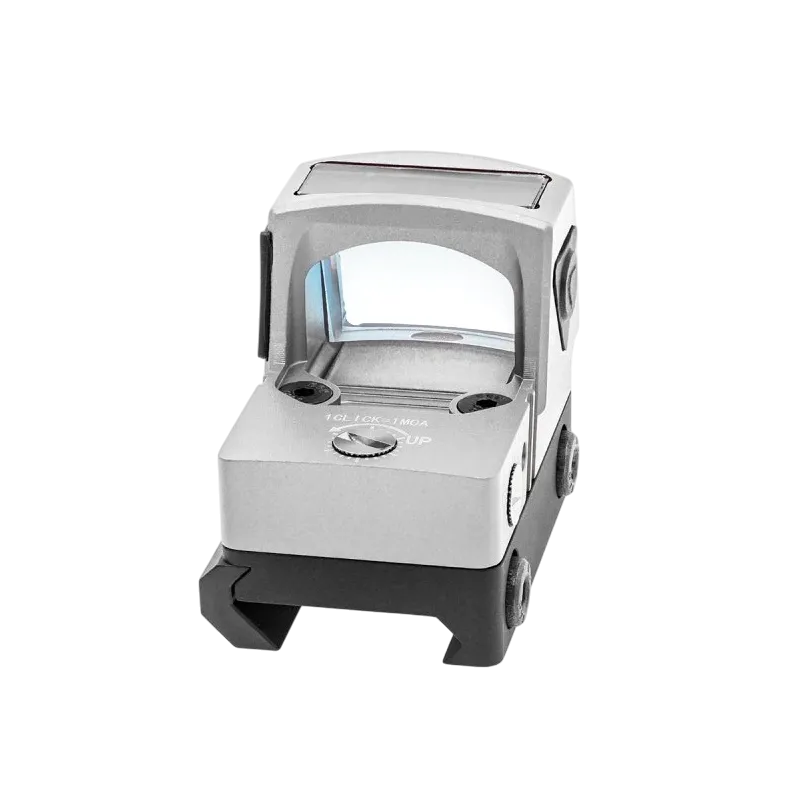 Mini point rouge Tactical Ops silver, vue arrière de la fenêtre de visée et de la molette