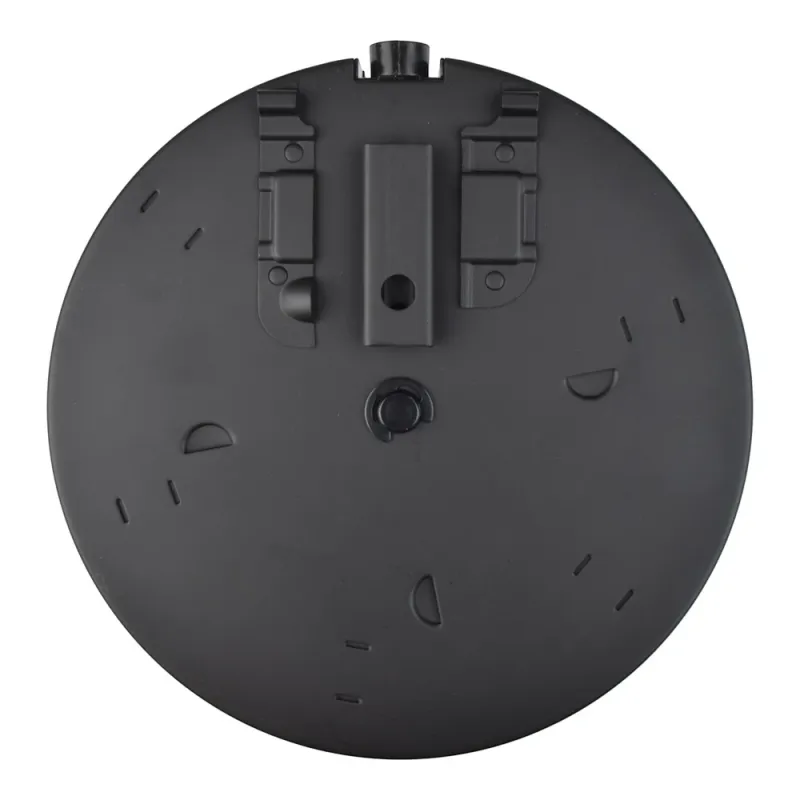 Chargeur drum CYMA 450 billes pour Thompson M1A1 AEG noir, face arrière et glissières
